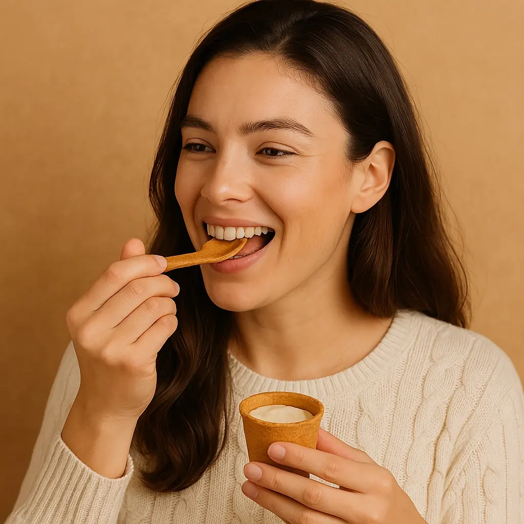Edible cutlery set styled with wheat and grains