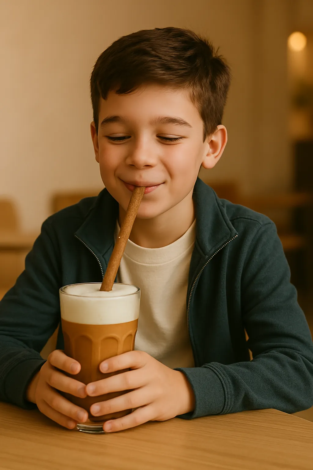 Edible straw served in an iced drink